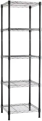 Basics 5-Shelf Storage Tower – Rust-Resistant Steel, 150 lbs Capacity, 16"x16"x54", Black
Basics 5-Shelf Storage Tower – Rust-Resistant Steel, 150 lbs Capacity, 16"x16"x54", Black