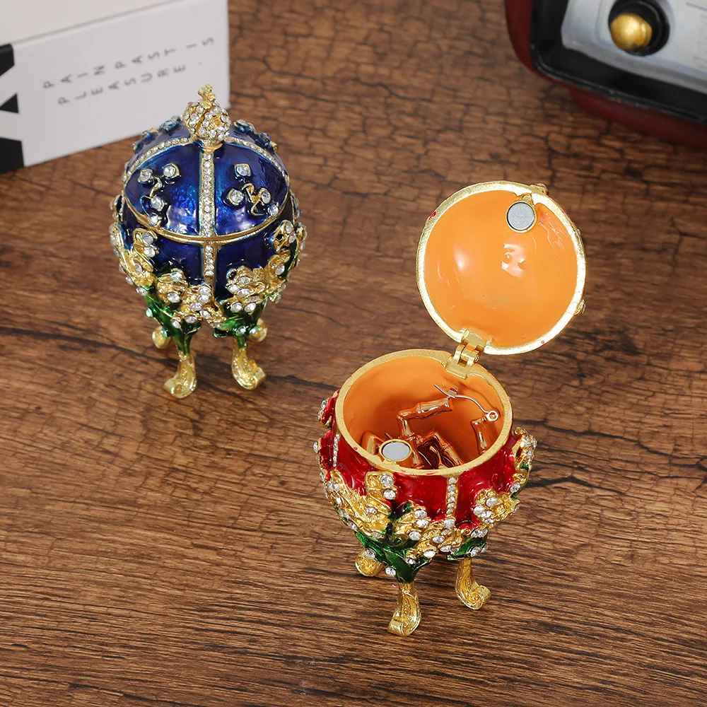 Enamel craft gift egg decoration box, lily of the valley diamond egg trinket storage box for Easter
Enamel craft gift egg decoration box, lily of the valley diamond egg trinket storage box for Easter