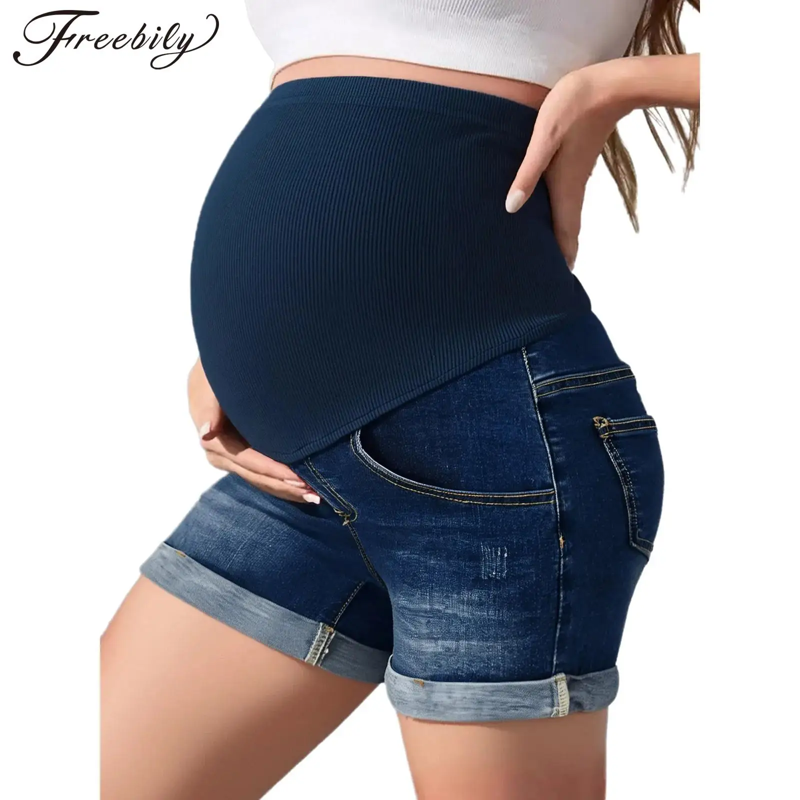 Maternity Denim Shorts Over The Belly High Waist Stretchy Comfy Jean Short Pants with Pockets Pregnancy Women Casual Daily Wear
Maternity Denim Shorts Over The Belly High Waist Stretchy Comfy Jean Short Pants with Pockets Pregnancy Women Casual Daily Wear