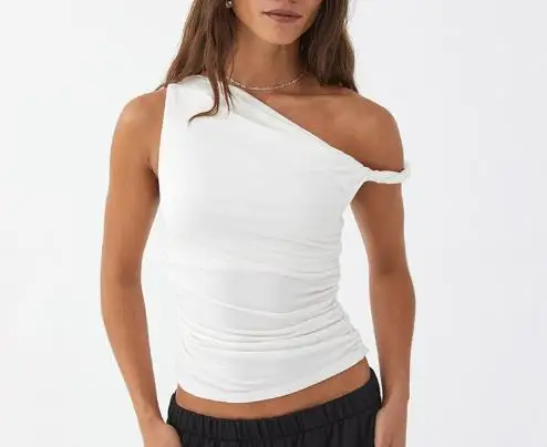 Women's Summer New Solid Color Single Shoulder Slant Collar Fold Asymmetric Sexy Slimming Top for Women
Women's Summer New Solid Color Single Shoulder Slant Collar Fold Asymmetric Sexy Slimming Top for Women