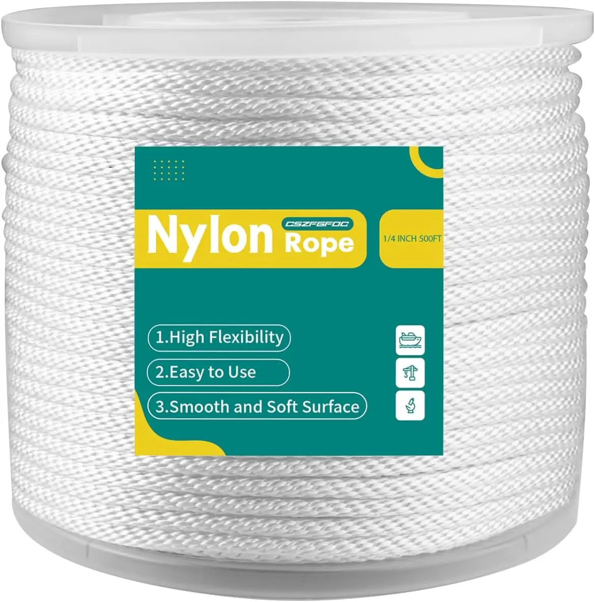 1/4 Inch Nylon Rope 500 ft Solid Braid, UV & Abrasion Resistant Multipurpose Twine for Indoor Outdoor Use
1/4 Inch Nylon Rope 500 ft Solid Braid, UV & Abrasion Resistant Multipurpose Twine for Indoor Outdoor Use