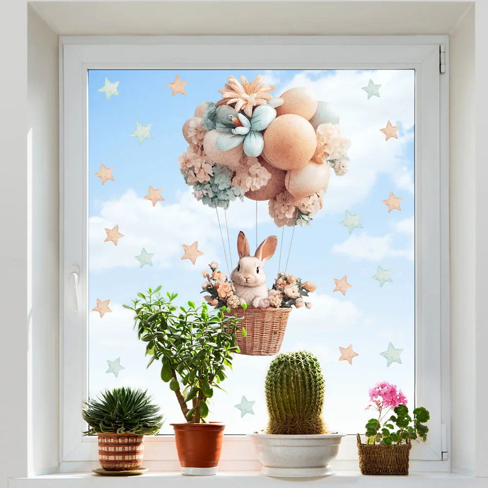 Cartoon Rabbit Hot Air Balloon Electrostatic Sticker Glass Windows Decals Home Decoration Showcase Door Static No Glue Wallpaper
Cartoon Rabbit Hot Air Balloon Electrostatic Sticker Glass Windows Decals Home Decoration Showcase Door Static No Glue Wallpaper