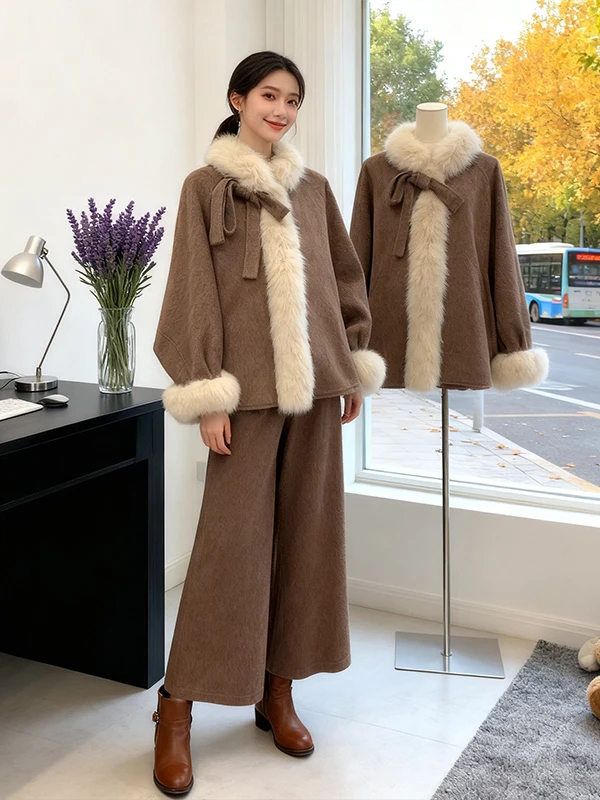 Ele Brown Fur Collar ort Double-Sided Woolen Coat for Women Street Sle Loose Fit Cotton Thi Winter Outerwear
Ele Brown Fur Collar ort Double-Sided Woolen Coat for Women Street Sle Loose Fit Cotton Thi Winter Outerwear