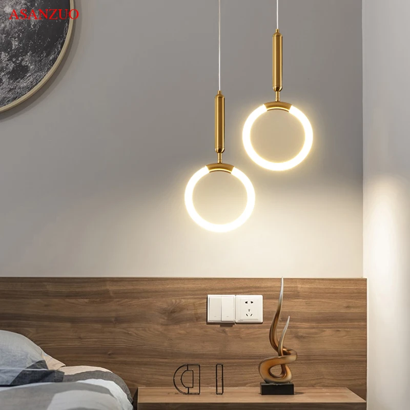 Single and double head Nordic bedroom bedside Brass pendant lights modern White Ring lamp Dining room Bar Staircase hanging lamp
Single and double head Nordic bedroom bedside Brass pendant lights modern White Ring lamp Dining room Bar Staircase hanging lamp