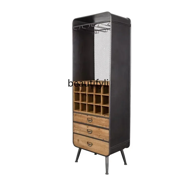 New style NN American Country Side Cabinet Solid Wood Vintage Wine Rack Iron Restaurant Wallss 8617
New style NN American Country Side Cabinet Solid Wood Vintage Wine Rack Iron Restaurant Wallss 8617