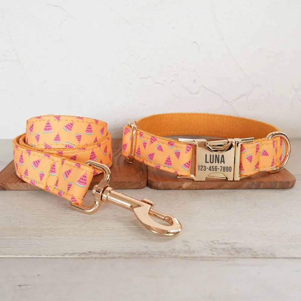 Personalized Dog Collar with Free Engraving, Matching Pet Leash,Customzied Contacts Metal Buckle, Orange Watermalon Pet Collar
Personalized Dog Collar with Free Engraving, Matching Pet Leash,Customzied Contacts Metal Buckle, Orange Watermalon Pet Collar