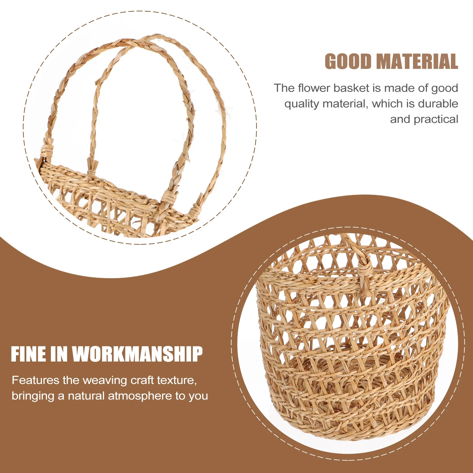 Handheld Flower Basket Straw Woven Storage Decor Fine Workmanship Portable Design Home Decorative Ornament
Handheld Flower Basket Straw Woven Storage Decor Fine Workmanship Portable Design Home Decorative Ornament