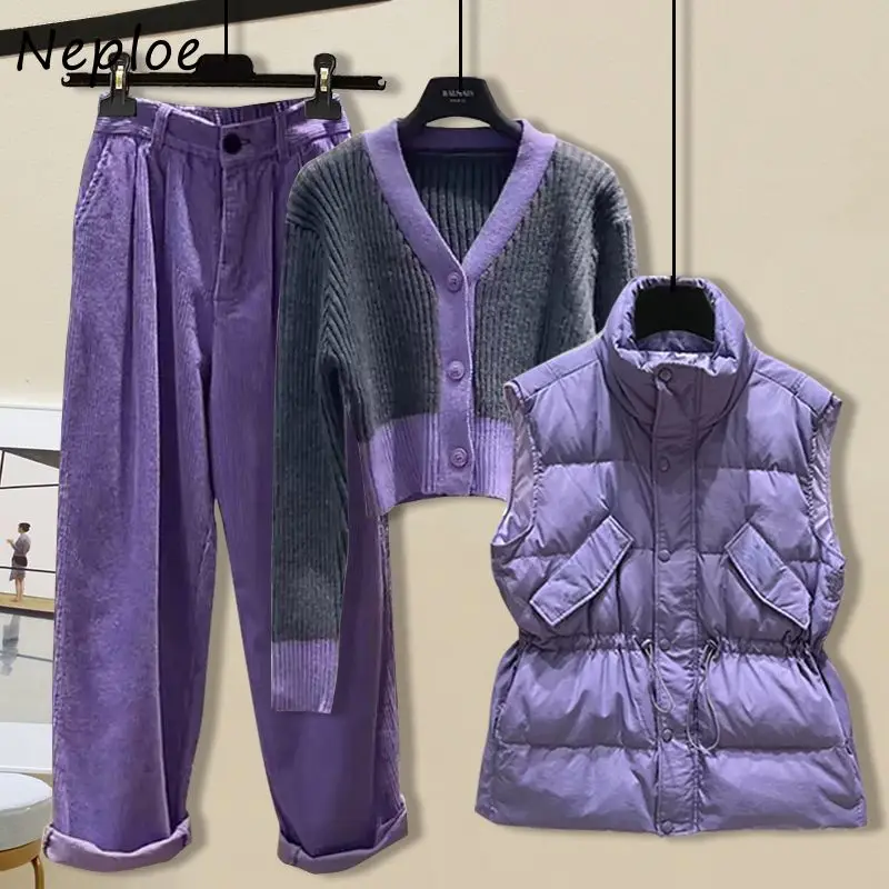 Neploe Elegant Hong Kong Style Cotton Coat Jumper Stripe Cardigan Panelled Top Corduroy Casual Mid-length Three-piece Sets Pants
Neploe Elegant Hong Kong Style Cotton Coat Jumper Stripe Cardigan Panelled Top Corduroy Casual Mid-length Three-piece Sets Pants