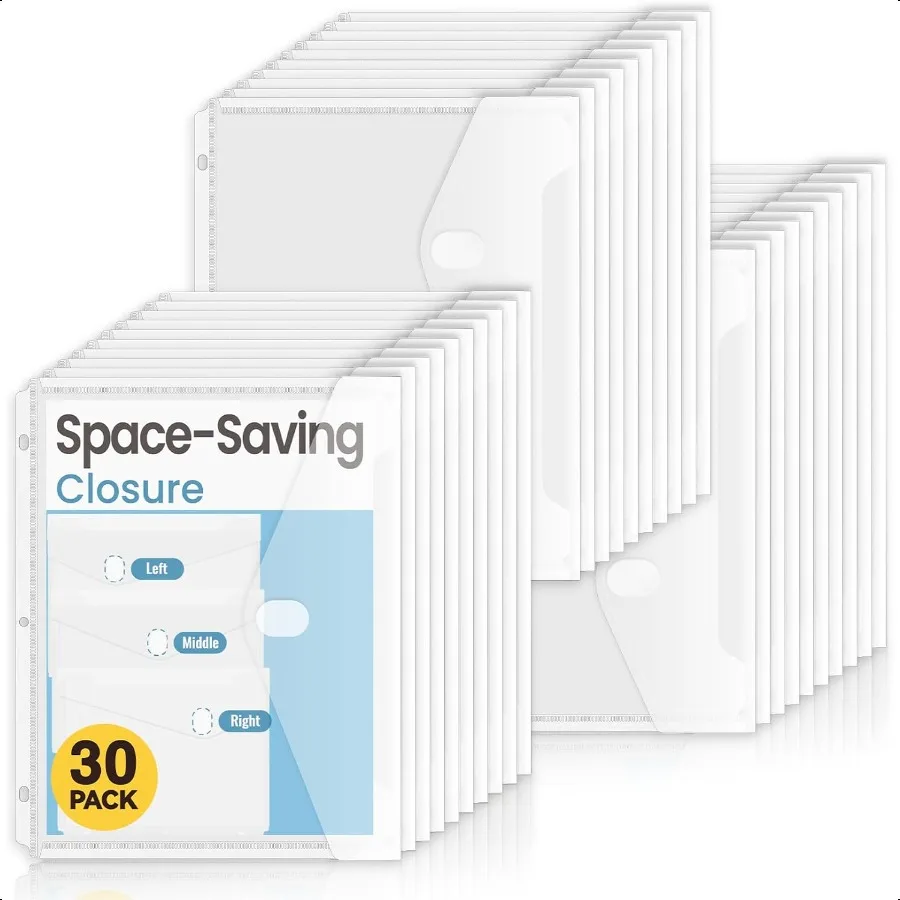 30 Pack Binder Folders with SpaceSaving Closure er Heavyweight Binder Pockets for 3 Ring Binder High Capacity Clear Binder Pouc
30 Pack Binder Folders with SpaceSaving Closure er Heavyweight Binder Pockets for 3 Ring Binder High Capacity Clear Binder Pouc