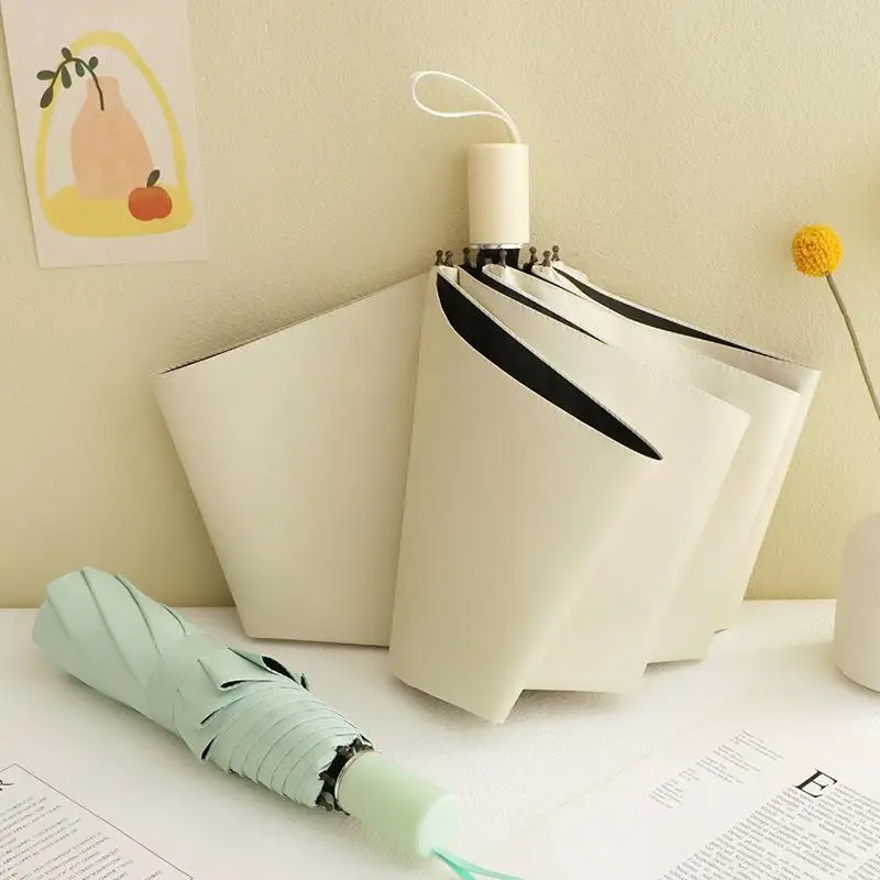 Pure Color Cream Style UV Sun Protection Umbrella Women's Black Glue Sunscreen Rain Umbrella Three Fold Iron Shaft Steel Bone
Pure Color Cream Style UV Sun Protection Umbrella Women's Black Glue Sunscreen Rain Umbrella Three Fold Iron Shaft Steel Bone