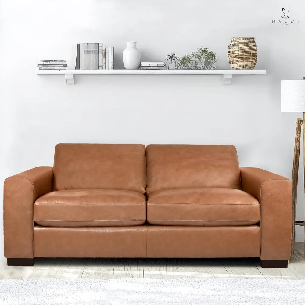 Genuine Leather Loveseat Sofa - Luxurious Comfort, Goose Feather Cushion Filling, Square Arm Design, Sturdy Block Legs
Genuine Leather Loveseat Sofa - Luxurious Comfort, Goose Feather Cushion Filling, Square Arm Design, Sturdy Block Legs