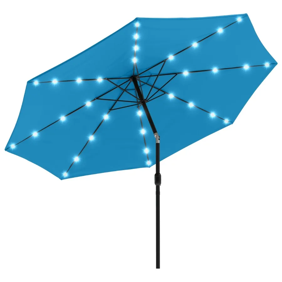 10 ft Patio Umbrella with LED Solar Lights and UV 30+, Blue
10 ft Patio Umbrella with LED Solar Lights and UV 30+, Blue