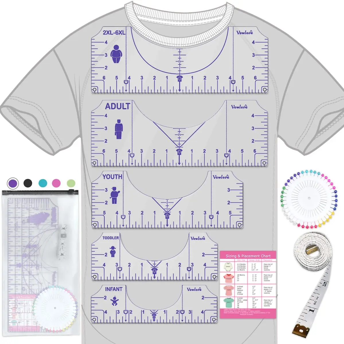 T-Shirt Alignment Ruler for Vinyl, Heat Press, Embroidery Placement Guide
T-Shirt Alignment Ruler for Vinyl, Heat Press, Embroidery Placement Guide