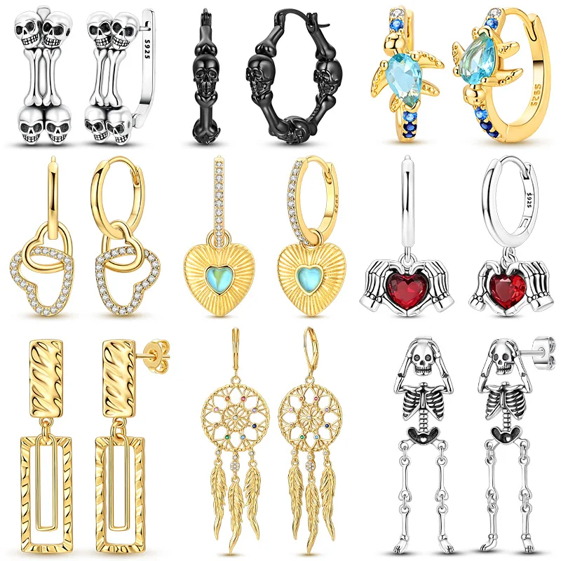 925 Sterling Silver Earrings Skeleton Halloween Dreamcatcher Golden Hoop Earrings Pendientes For Woman Fashion Jewelry Gift
925 Sterling Silver Earrings Skeleton Halloween Dreamcatcher Golden Hoop Earrings Pendientes For Woman Fashion Jewelry Gift