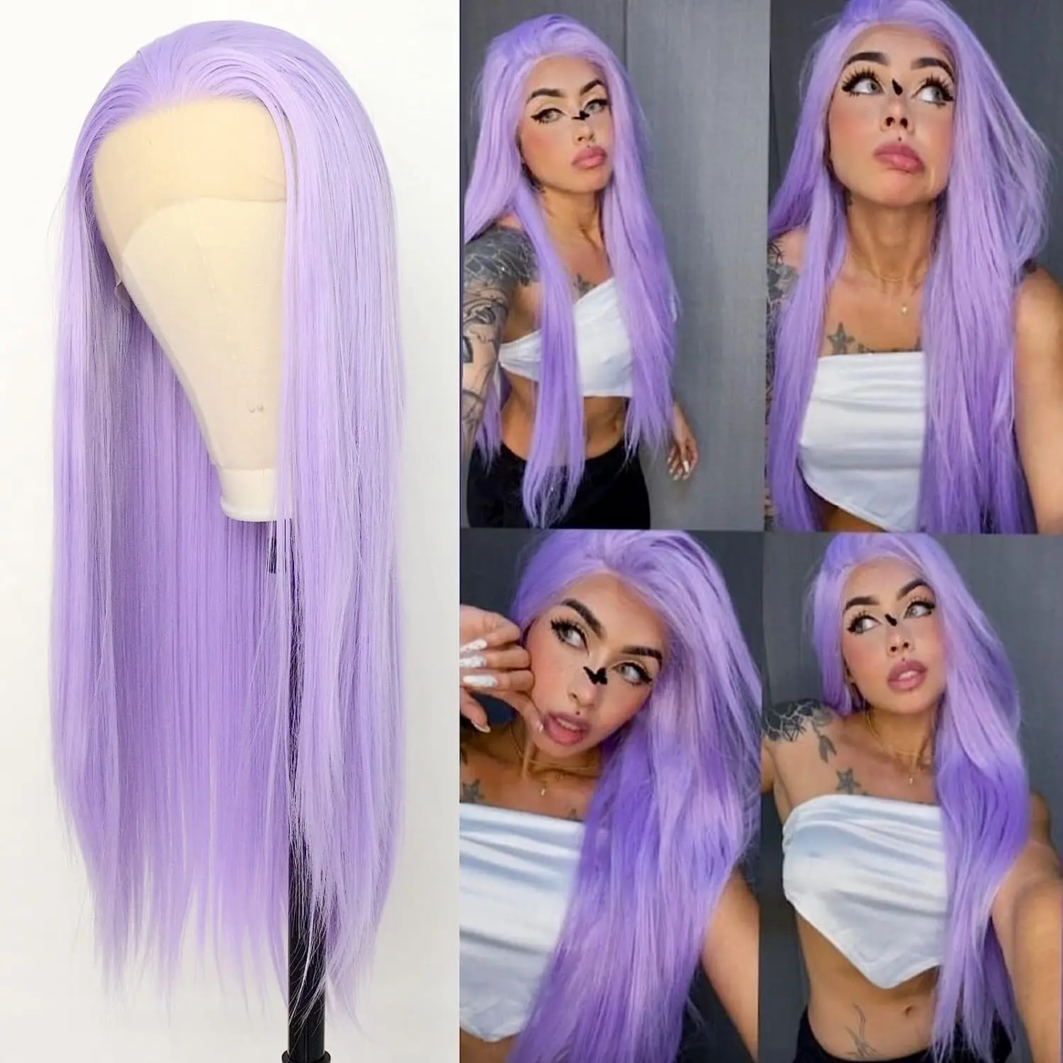 Lavender Purple Lace Front Wigs Straight Synthetic Heat Resistant Replacement Wigs Light Pruple High Temperature Fiber Hair Cosp
Lavender Purple Lace Front Wigs Straight Synthetic Heat Resistant Replacement Wigs Light Pruple High Temperature Fiber Hair Cosp