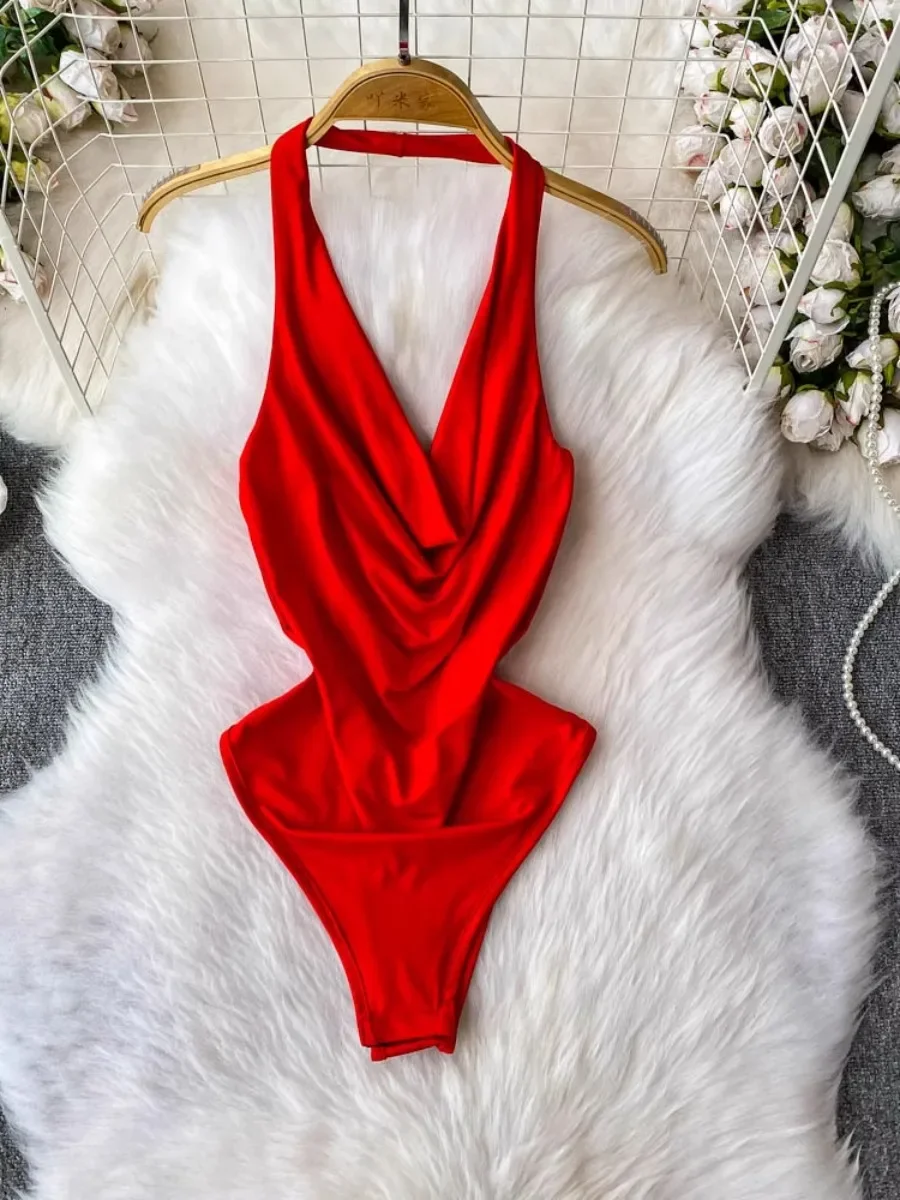 SsTss Swinging Halter Neck Backless Jumpsuit Women's Summer Niche Sexy Slim High Split Swimsuit Bodysuit Fashion
SsTss Swinging Halter Neck Backless Jumpsuit Women's Summer Niche Sexy Slim High Split Swimsuit Bodysuit Fashion