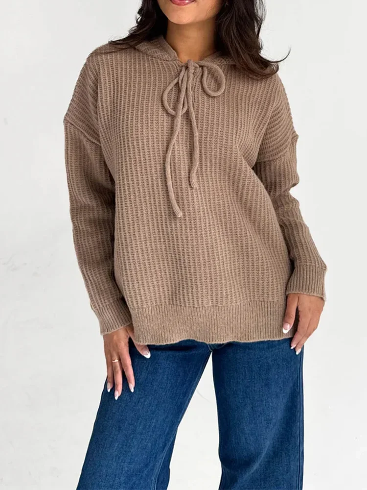 Knitted Sweaters Women Vintage Fashion Casual Jumpers Solid Loose Long Sleeve Lace Up Hooded 2024 New Autumn Winter Pullovers
Knitted Sweaters Women Vintage Fashion Casual Jumpers Solid Loose Long Sleeve Lace Up Hooded 2024 New Autumn Winter Pullovers