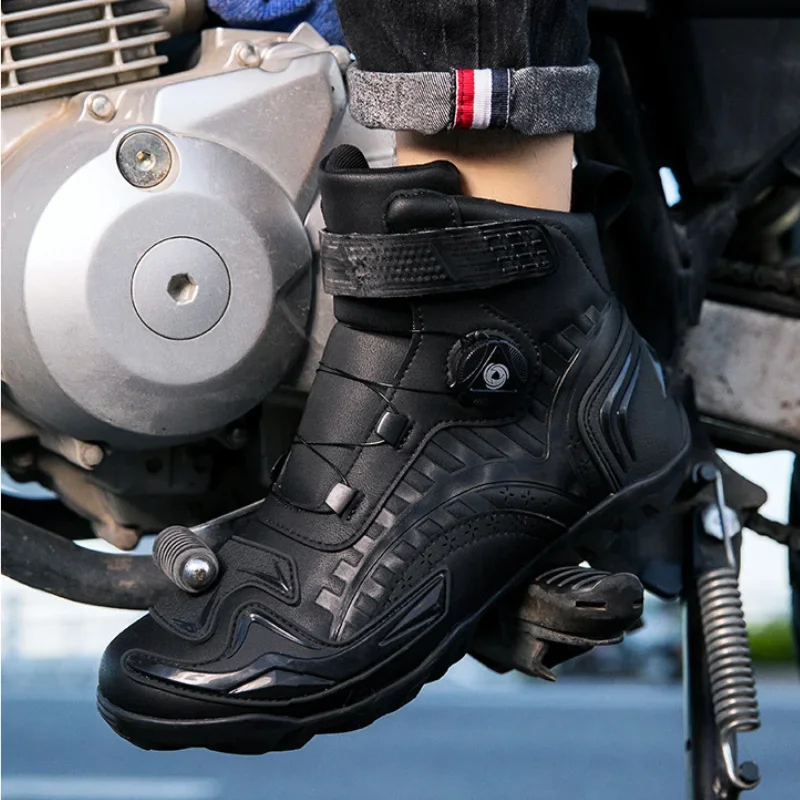Black Retro Motorcycle Boots Men Motorbike ShoesMotocross Boots Cycling Shoes With Gear Shift Pad Rubber Sole, Wear-Resistant
Black Retro Motorcycle Boots Men Motorbike ShoesMotocross Boots Cycling Shoes With Gear Shift Pad Rubber Sole, Wear-Resistant