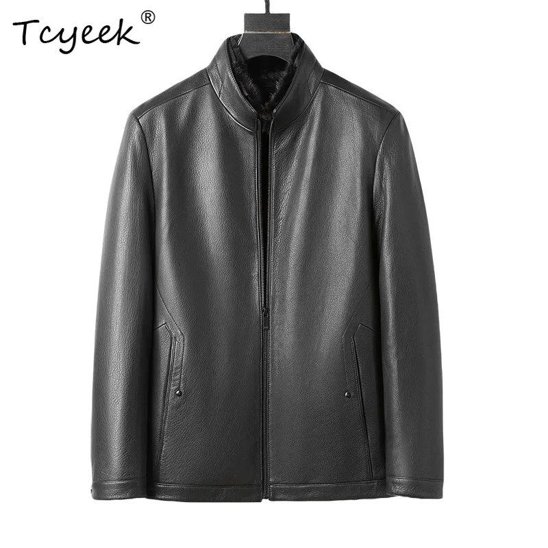 Tcyeek осень-зима модный съемный норковый воротник черная внутренняя подкладка мужская куртка из натуральной кожи Jaquetas Masculino
Tcyeek осень-зима модный съемный норковый воротник черная внутренняя подкладка мужская куртка из натуральной кожи Jaquetas Masculino
