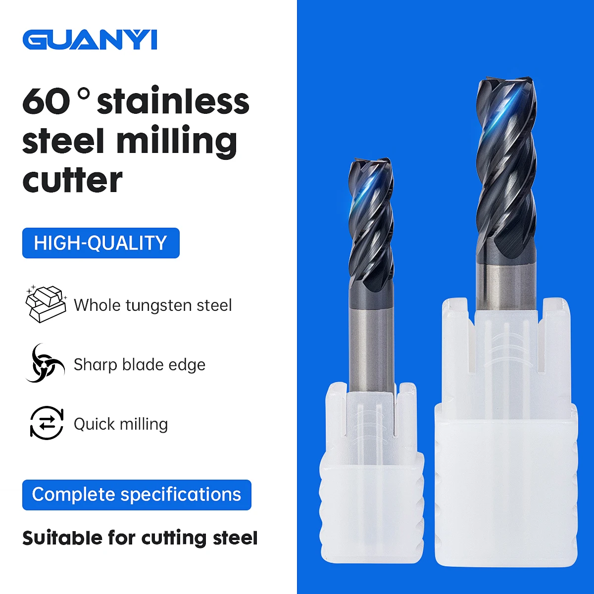 GUANYI Stainless Steel Carbide End Milling Cutter All Tungsten Steel Milling Cutter For Cutting Steel
GUANYI Stainless Steel Carbide End Milling Cutter All Tungsten Steel Milling Cutter For Cutting Steel
