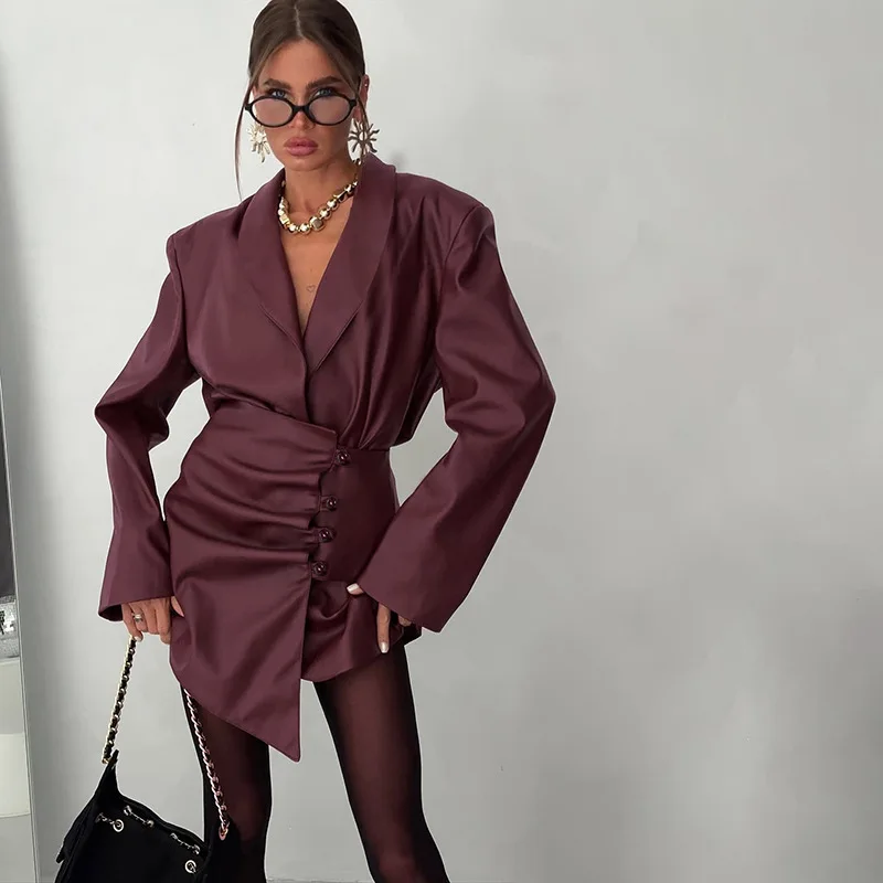 2026 Autumn New Fashion Women Clothing Solid Color Commuter V-neck Long Sleeve Coat Irregular Wrinkle PU Leather Short Skirt Set
2026 Autumn New Fashion Women Clothing Solid Color Commuter V-neck Long Sleeve Coat Irregular Wrinkle PU Leather Short Skirt Set