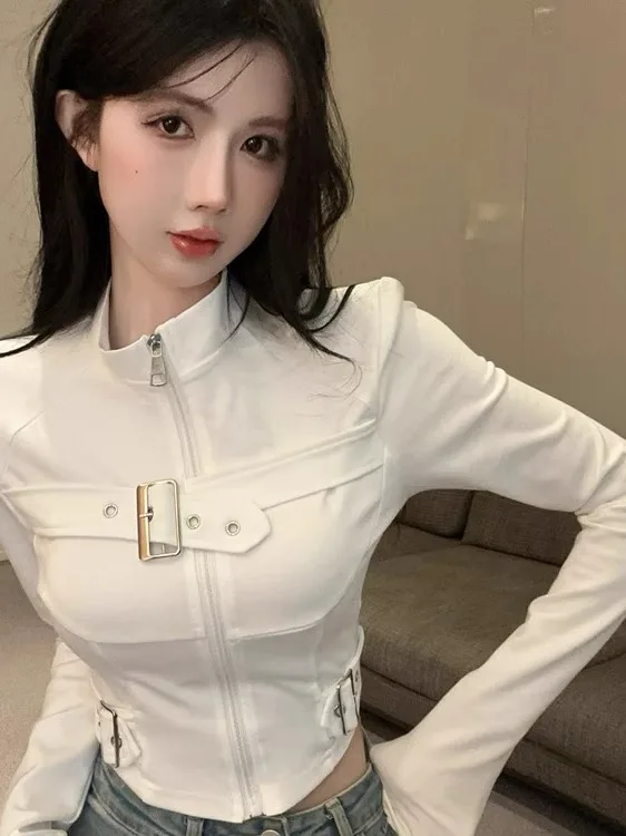 Street Style Long Sleeve Zipper Metal Buckle T-Shirt Women's Functional American Wind Stand Collar Base Shirt Nicole Rose Brand
Street Style Long Sleeve Zipper Metal Buckle T-Shirt Women's Functional American Wind Stand Collar Base Shirt Nicole Rose Brand