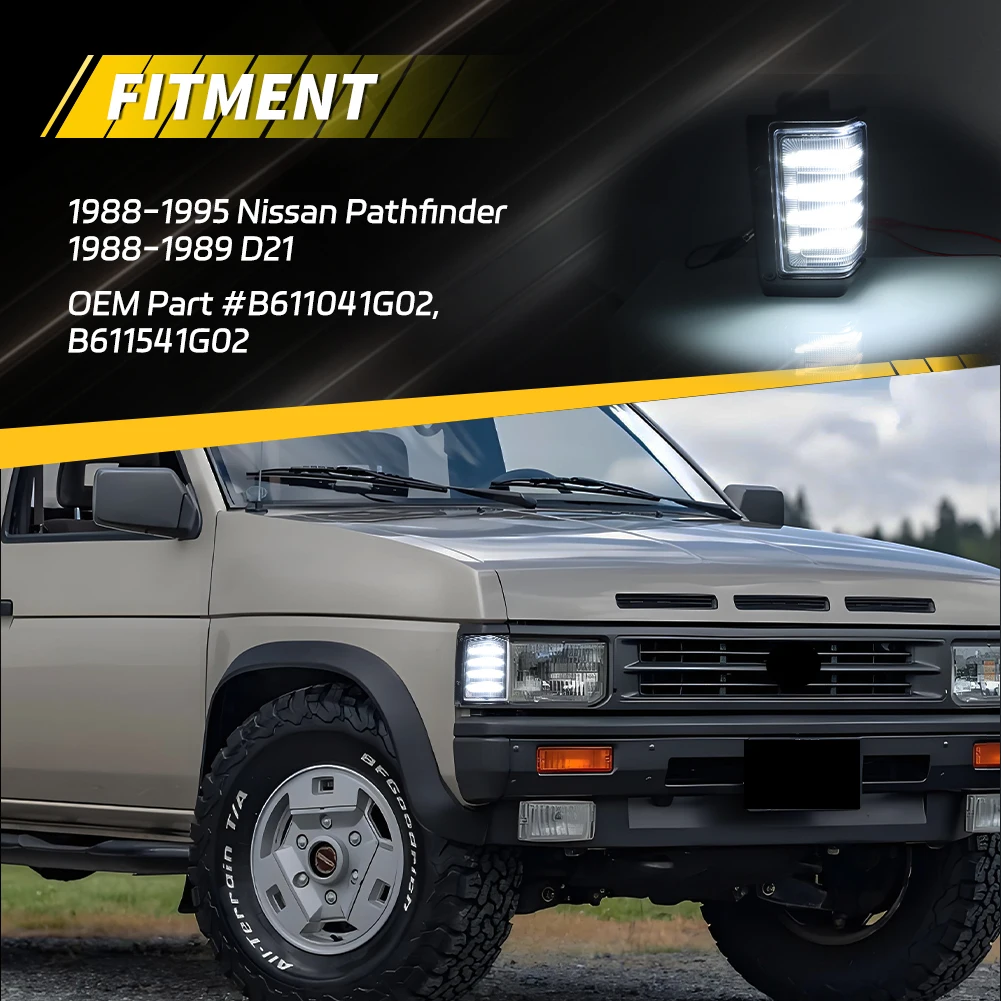2Pcs For 1988 1989 Nissan D21 1988 1989 1990 1991 1992 1993 1995 Nissan Pathfinder Front Corner Light Side Marker Light With LED
2Pcs For 1988 1989 Nissan D21 1988 1989 1990 1991 1992 1993 1995 Nissan Pathfinder Front Corner Light Side Marker Light With LED