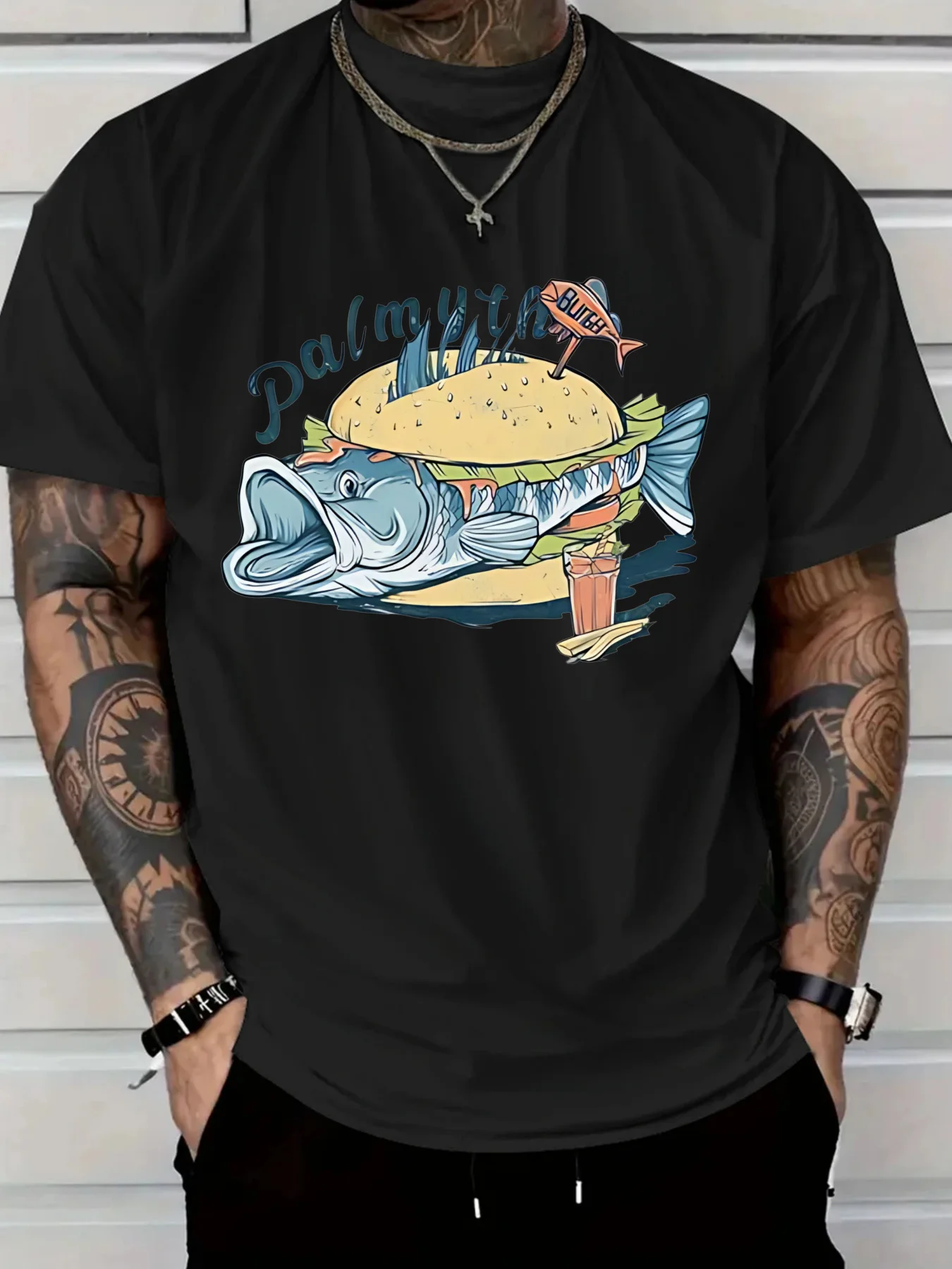 2025 Men'S New Casual Pure Cotton T-Shirt Featuring a Vibrant Design of a Fish Creatively Integrated Into a Sandwich
2025 Men'S New Casual Pure Cotton T-Shirt Featuring a Vibrant Design of a Fish Creatively Integrated Into a Sandwich