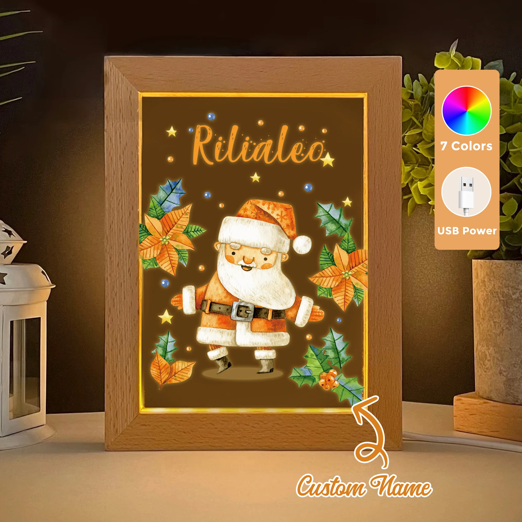 Custom Name Santa Claus LED Acrylic Night Light Wood Photo Frame 21x17cm Christmas Cartoon Children Bedroom Gifts Home Decor
Custom Name Santa Claus LED Acrylic Night Light Wood Photo Frame 21x17cm Christmas Cartoon Children Bedroom Gifts Home Decor