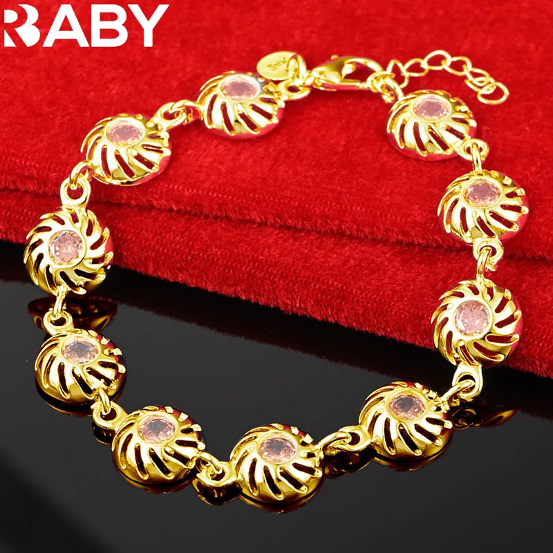 URBABY 925 Sterling Silver 18K Gold Orange Zircon Bracelets For Women Wedding Party Charms Jewelry Fashion Accessories Gifts
URBABY 925 Sterling Silver 18K Gold Orange Zircon Bracelets For Women Wedding Party Charms Jewelry Fashion Accessories Gifts