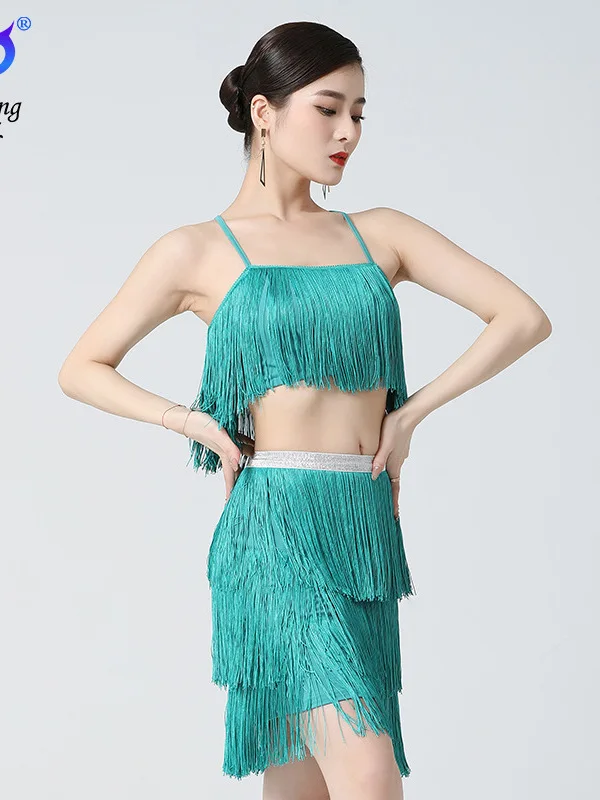 Latin Dance Suspender Tassel Suit Belly Dance Stage Performance Dress Practice Dance Dress
Latin Dance Suspender Tassel Suit Belly Dance Stage Performance Dress Practice Dance Dress