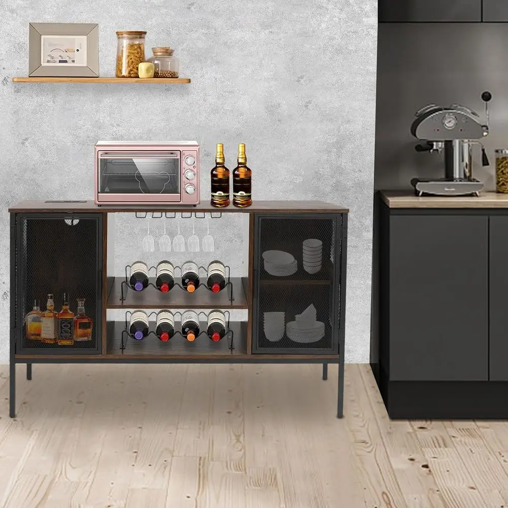 Industrial-Style Wine and Liquor Cabinet with Built-in Outlets and Removable Racks, Brown
Industrial-Style Wine and Liquor Cabinet with Built-in Outlets and Removable Racks, Brown