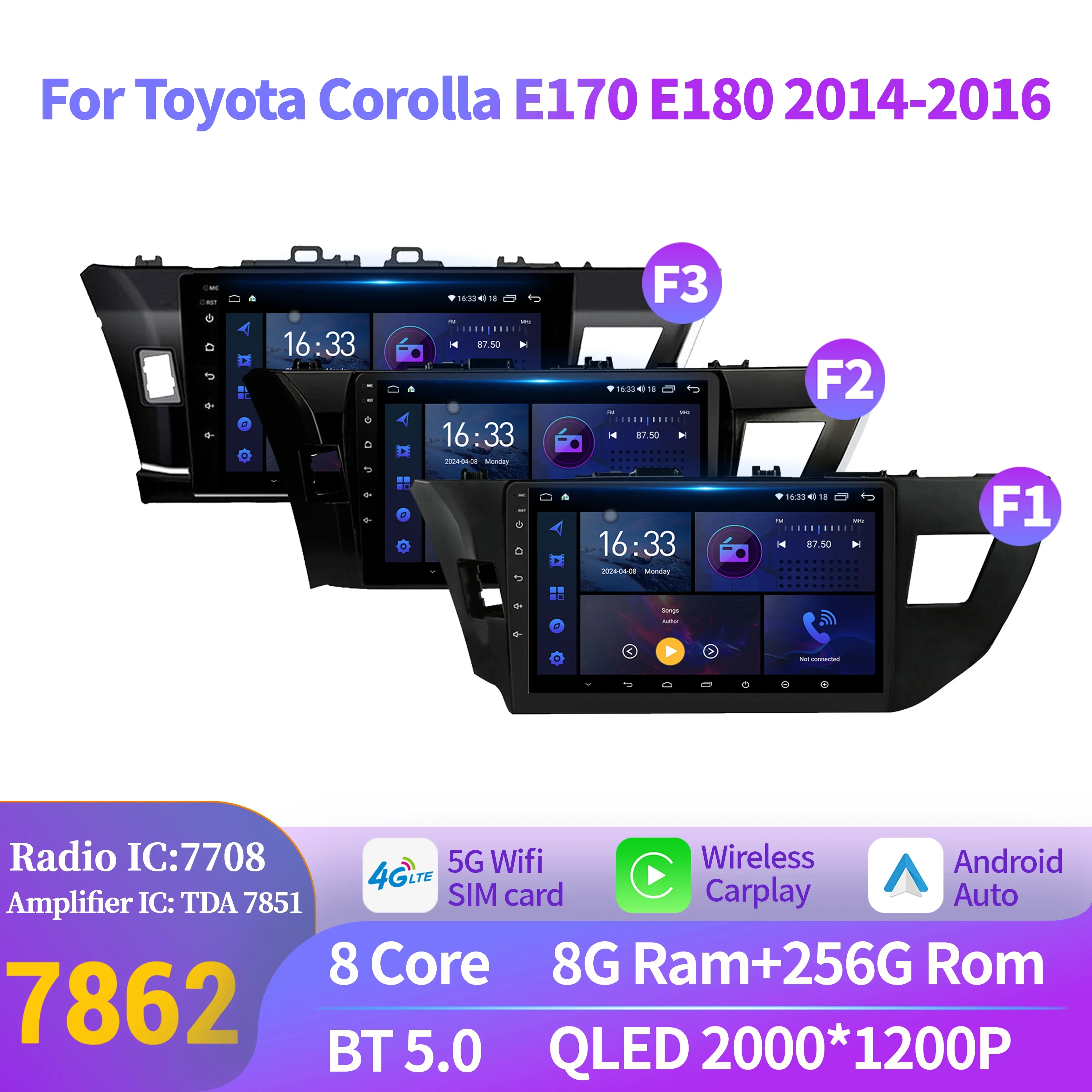 Android 14 Car Radio For Toyota Corolla E170 E180 2014-2016 Wireless Bluetooth Carplay Multimedia 7862S 8G 256G 2K QLED Screen
Android 14 Car Radio For Toyota Corolla E170 E180 2014-2016 Wireless Bluetooth Carplay Multimedia 7862S 8G 256G 2K QLED Screen