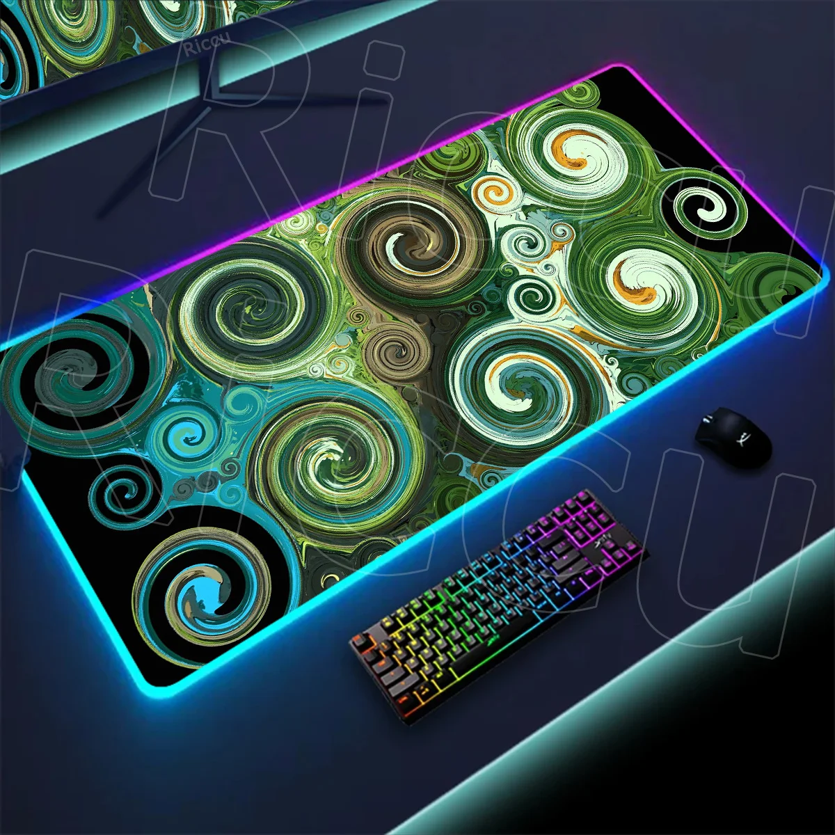 Vortex Pattern Large RGB Gamer Mousepad 40x90cm Mouse Mat Gaming Mousepads LED Keyboard Mats Luminous Desk Pads Mouse Pad for PC