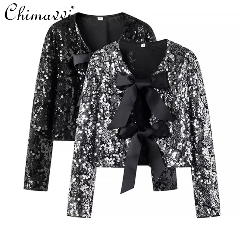 2024 Autumn and Winter New European and American Style French Fashion Design Sense Versatile Casual Bow Sequined Top For Women
2024 Autumn and Winter New European and American Style French Fashion Design Sense Versatile Casual Bow Sequined Top For Women