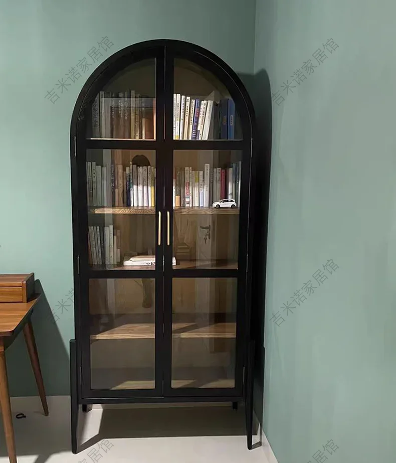 Dining cabinet, American arched bookshelf, French retro wine cabinet, solid wood custom home, glass door, black
Dining cabinet, American arched bookshelf, French retro wine cabinet, solid wood custom home, glass door, black