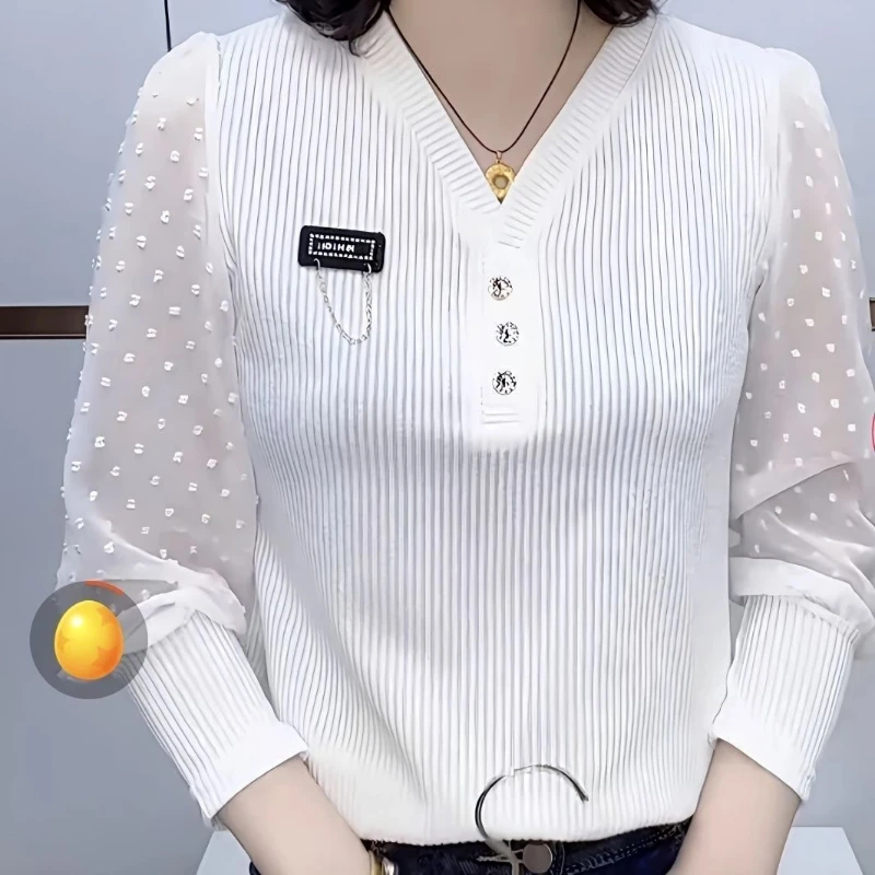 V Neck Shirt Lace Patchwork Long Sleeve Elegant Tops Spring Autumn Loose Solid Vintage T Shirts Casual Fashion Women Clothing
V Neck Shirt Lace Patchwork Long Sleeve Elegant Tops Spring Autumn Loose Solid Vintage T Shirts Casual Fashion Women Clothing