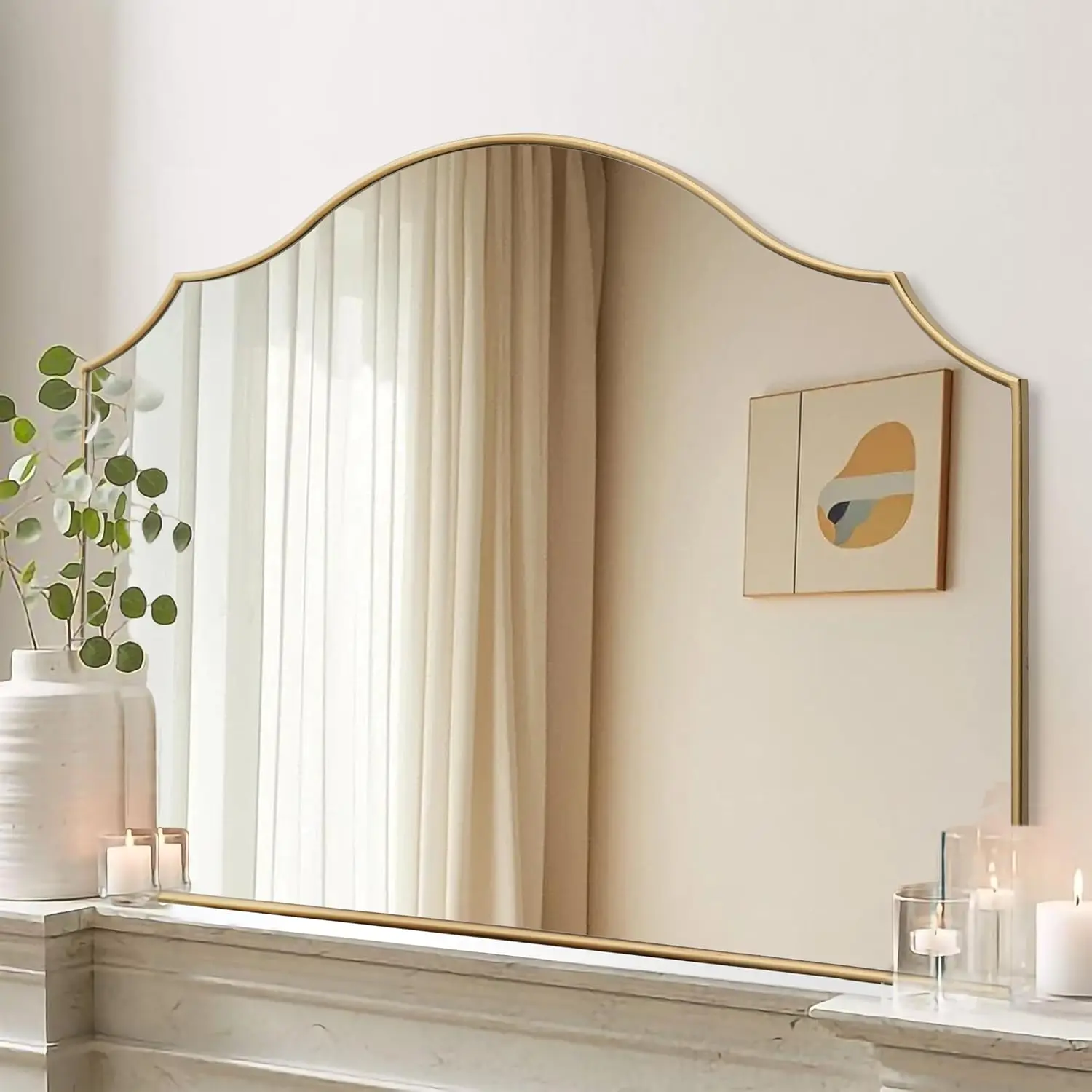 40x29 Inch Large Gold Scalloped Wall Mirror - Modern Minimalist Bathroom Vanity Arched Decor for Living Room Entryway Fireplace
40x29 Inch Large Gold Scalloped Wall Mirror - Modern Minimalist Bathroom Vanity Arched Decor for Living Room Entryway Fireplace
