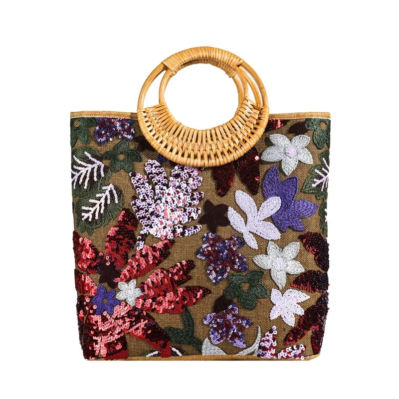 Summer National Style Woven Tote Bag Women's High-end Niche Sparkling Embroidery Large Capacity Bag Fashionable Casual Handbag
Summer National Style Woven Tote Bag Women's High-end Niche Sparkling Embroidery Large Capacity Bag Fashionable Casual Handbag