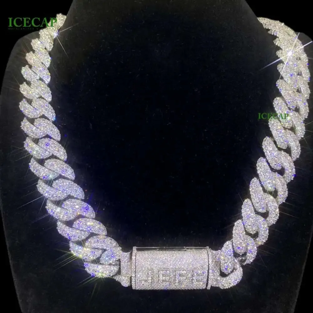 Hip Hop Men Custom Necklace Luxury 20mm Vvs Moissanite Diamond 925 Silver Cuban Link Chain Necklace
Hip Hop Men Custom Necklace Luxury 20mm Vvs Moissanite Diamond 925 Silver Cuban Link Chain Necklace