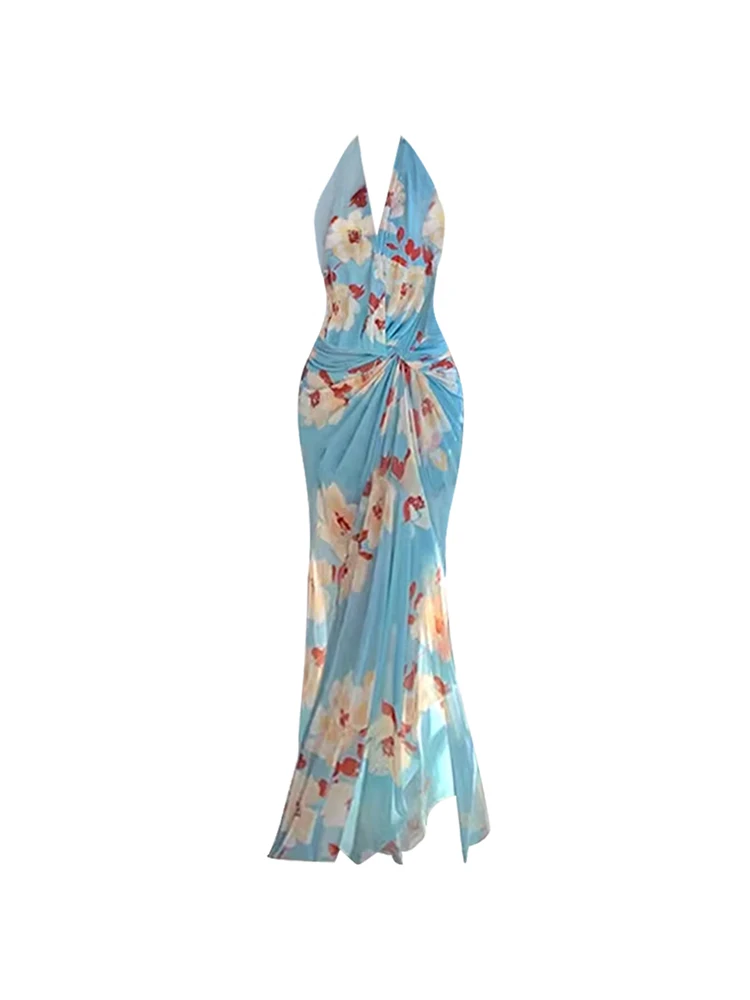 Sexy Floral Halter Neck Vacation Long Dress STAZF7 by Youmeizi Spring Summer High Waist Slim Fit Gown for plus Size Women
Sexy Floral Halter Neck Vacation Long Dress STAZF7 by Youmeizi Spring Summer High Waist Slim Fit Gown for plus Size Women
