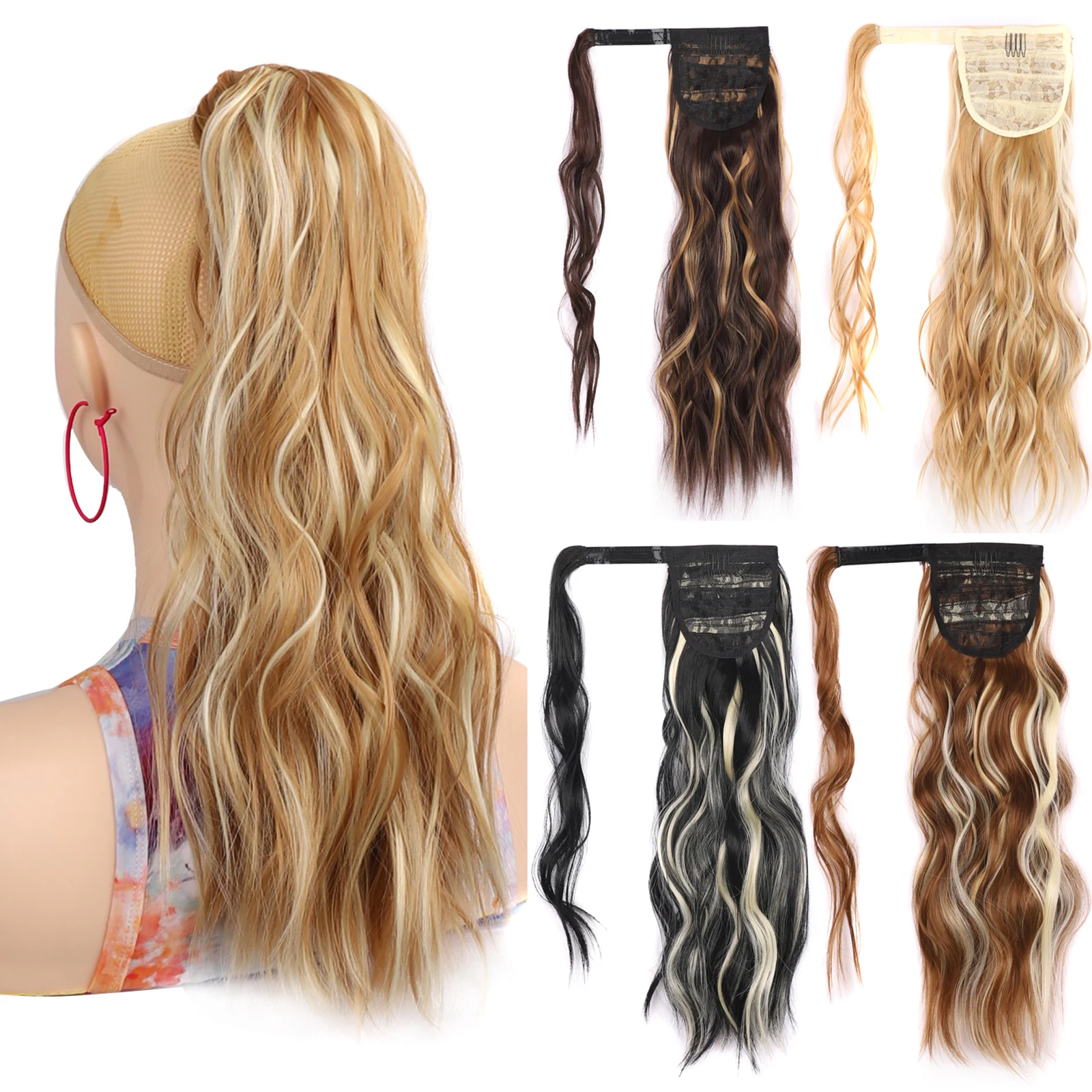 Jeedou Synthetic Hair Ponytail Extension Short Water Wave Ponytails Wrap Around Pony Tail Blonde Color
Jeedou Synthetic Hair Ponytail Extension Short Water Wave Ponytails Wrap Around Pony Tail Blonde Color