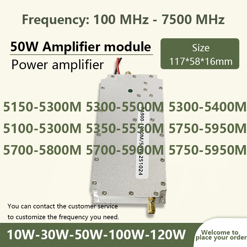 10 Вт - 30 Вт - 50 Вт - 100 Вт - 120 Вт модули с модулем DDS и Gan 5100-5300 МГц 5300-5500 МГц 5500-5700 МГц 5700-5900 МГц 2,4 Г 5,2 Г 5,8 ГБ
10 Вт - 30 Вт - 50 Вт - 100 Вт - 120 Вт модули с модулем DDS и Gan 5100-5300 МГц 5300-5500 МГц 5500-5700 МГц 5700-5900 МГц 2,4 Г 5,2 Г 5,8 ГБ