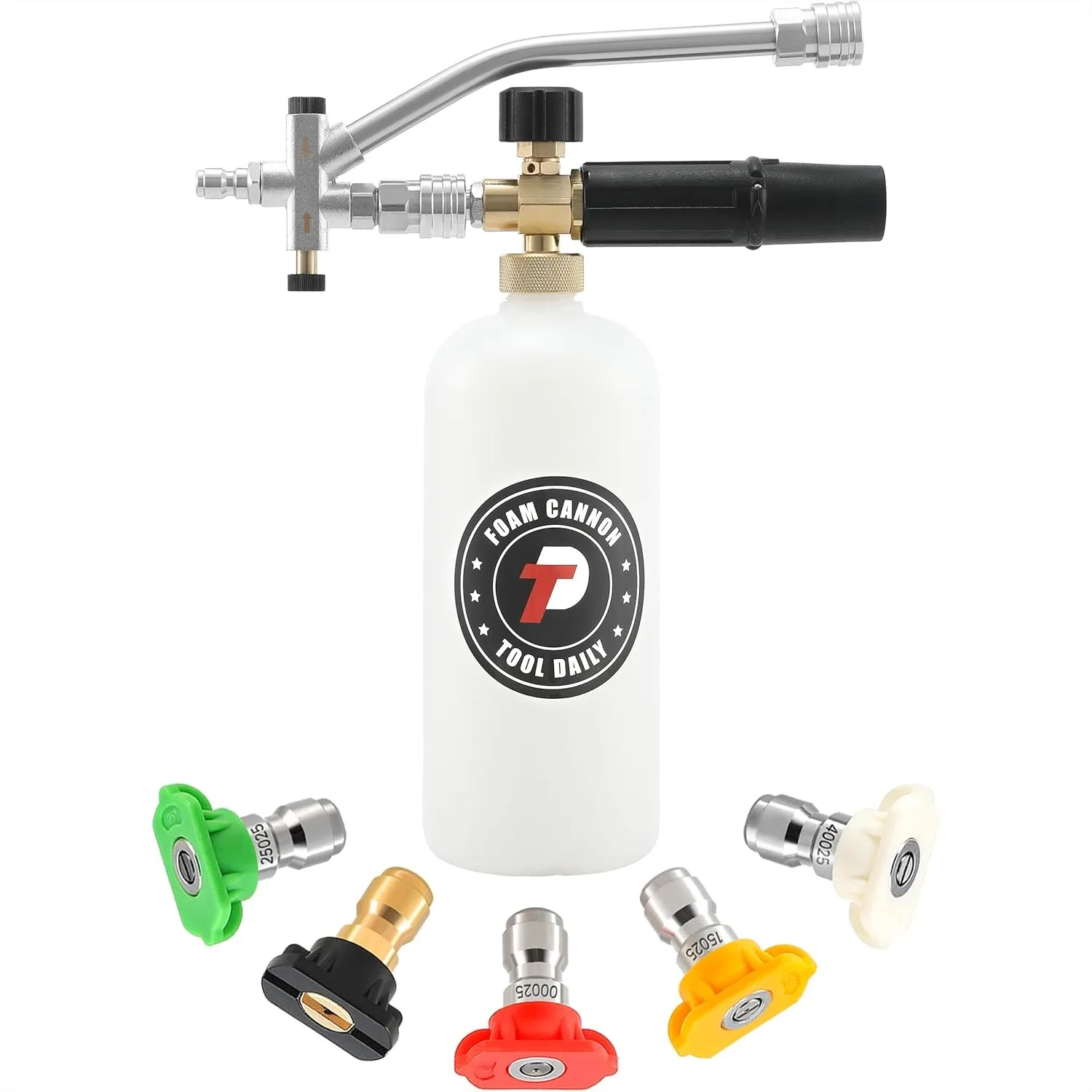 Tool Daily Foam Cannon with Dual Connector, 1/4" Quick Connect, 5 Pressure Washer Nozzle Tips, 1 Liter
Tool Daily Foam Cannon with Dual Connector, 1/4" Quick Connect, 5 Pressure Washer Nozzle Tips, 1 Liter
