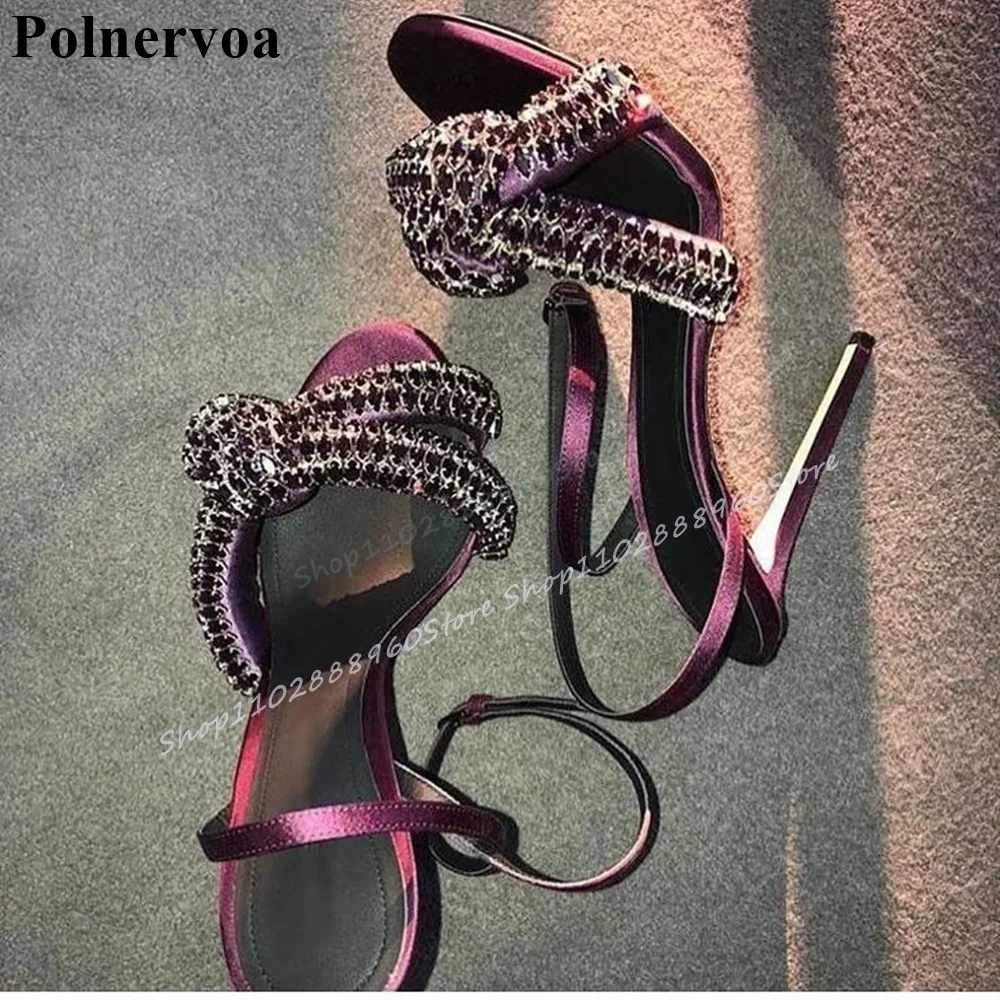Luxury Purple Blingbling Crystal Sandals Thin High Heel Women Shoes Ankle Buckle Strap Open Toe 2025 Fashion Zapatos Para Mujere
Luxury Purple Blingbling Crystal Sandals Thin High Heel Women Shoes Ankle Buckle Strap Open Toe 2025 Fashion Zapatos Para Mujere