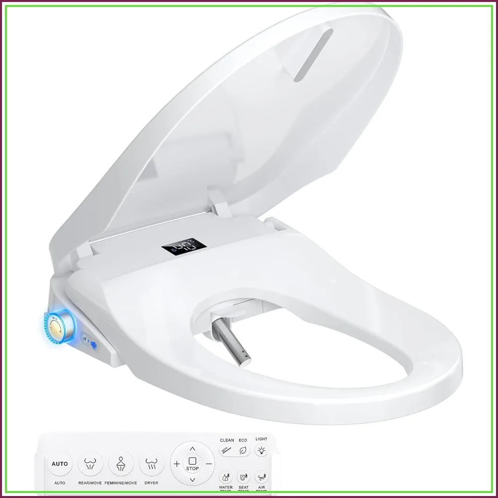 Electric Smart Heated Bidet Toilet Seat, Feminine & Front Rear Wash, Instant Warm Water & Dryer, Self-Clean Nozzle, Soft Closed Lid, Wireless Remote, Night Light, Elongated
Electric Smart Heated Bidet Toilet Seat, Feminine & Front Rear Wash, Instant Warm Water & Dryer, Self-Clean Nozzle, Soft Closed Lid, Wireless Remote, Night Light, Elongated