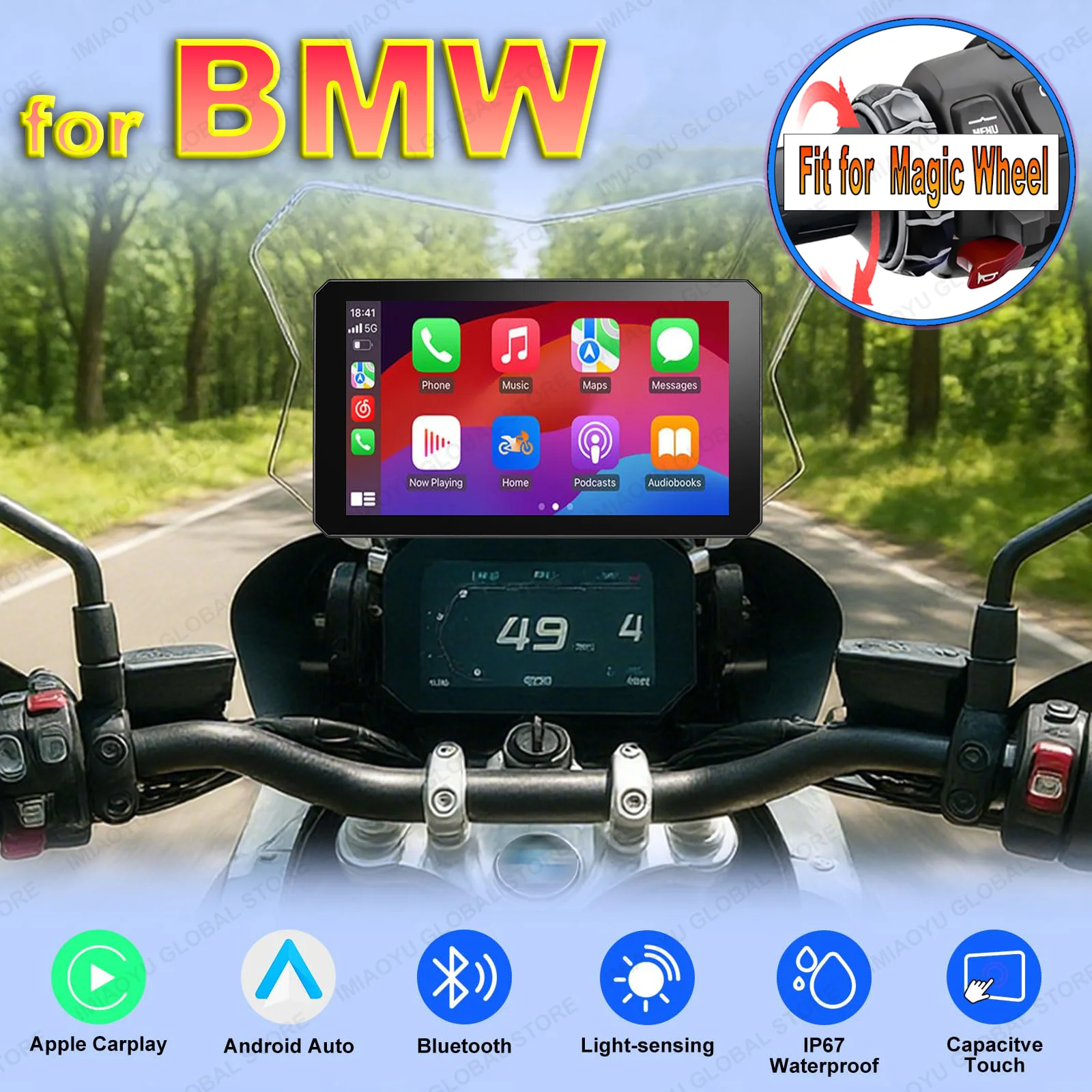 7-Inch for BMW Navigator Android Auto Motorcycle Carplay Portable Wireless GPS Screen Navigation Support BMW Factory Bracket
7-Inch for BMW Navigator Android Auto Motorcycle Carplay Portable Wireless GPS Screen Navigation Support BMW Factory Bracket
