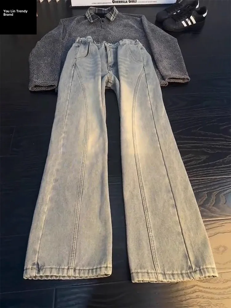 Retro Blue Denim Jeans Men's Style Cleanfit Pants Fleece Lined Thick American Retro Straight Leg Micro Flared Pants
Retro Blue Denim Jeans Men's Style Cleanfit Pants Fleece Lined Thick American Retro Straight Leg Micro Flared Pants