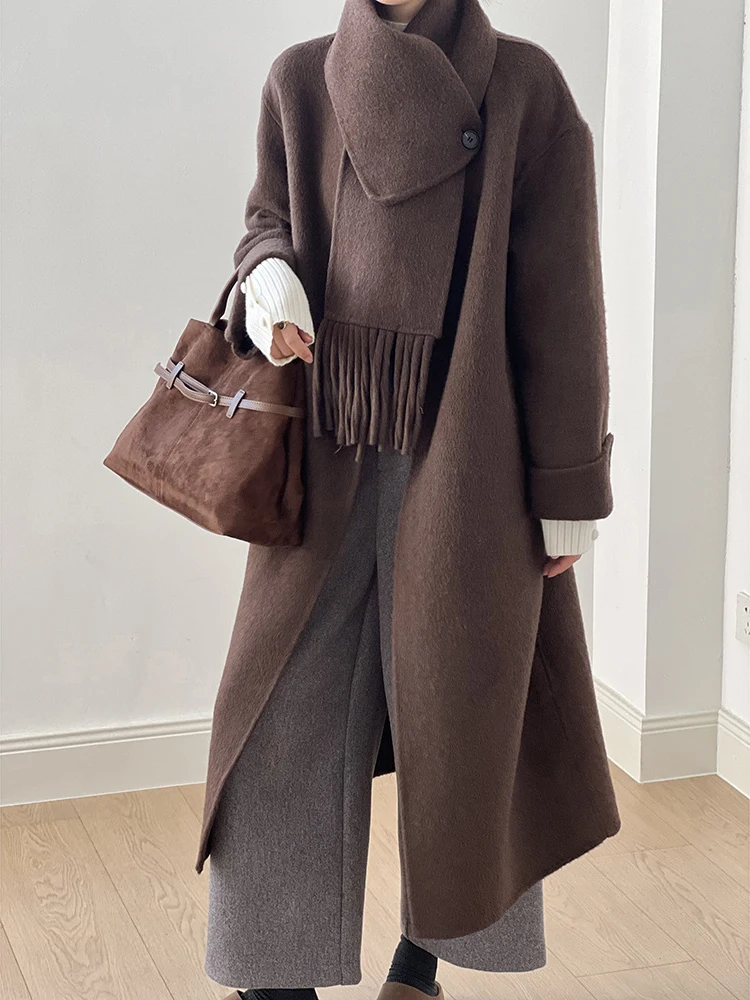 ZOCI Office Lady Scarf Collar Wool Coats Women's Double Breasted Thick Warm Long Outwear Fashion 2024 Winter New FC1216
ZOCI Office Lady Scarf Collar Wool Coats Women's Double Breasted Thick Warm Long Outwear Fashion 2024 Winter New FC1216