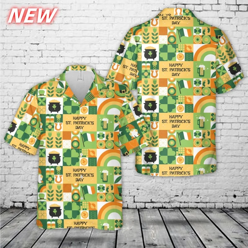 St. Patrick's Day Pattern Hawaiian Shirt For Men Fun Clover 3D Print Beach Shirts Casual Aloha Shirts Short Sleeve Blouses Tops
St. Patrick's Day Pattern Hawaiian Shirt For Men Fun Clover 3D Print Beach Shirts Casual Aloha Shirts Short Sleeve Blouses Tops
